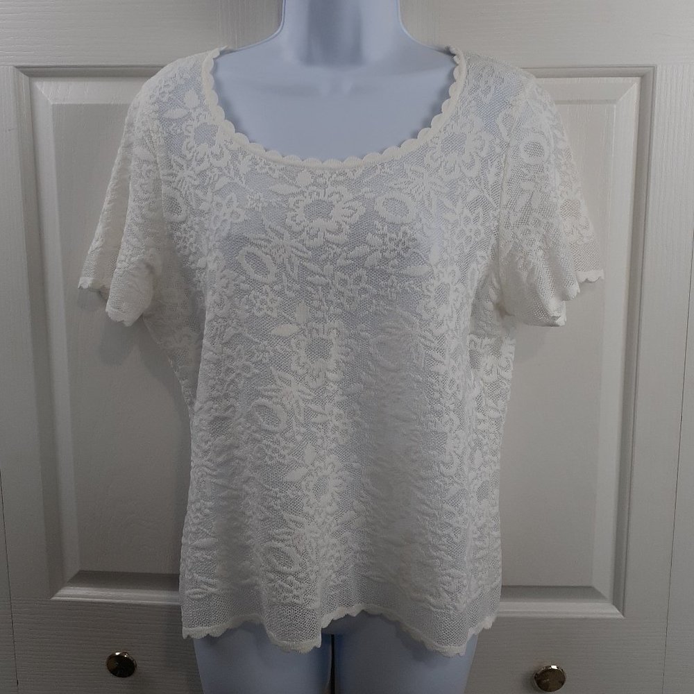Escada Stretch Lace Short Sleeve Top